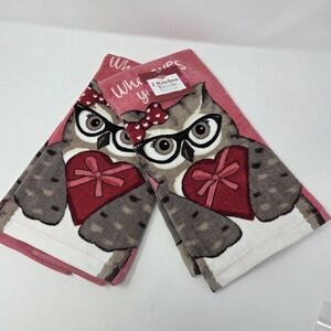 Owl Terry Kitchen Towels (16x24") VALENTINE'S DAY Ritz 100% Cotton